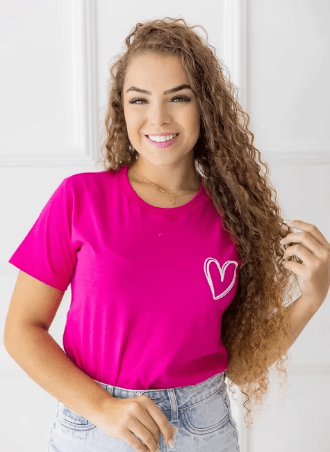 T-shirt coração - rosa