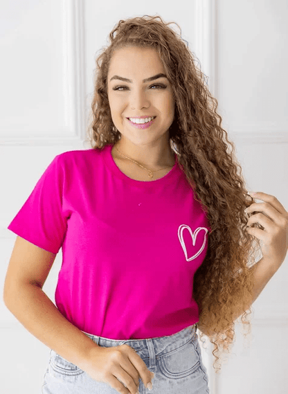 T-shirt coração - rosa