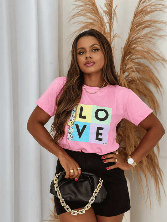 T-shirt love color - rosa bebê