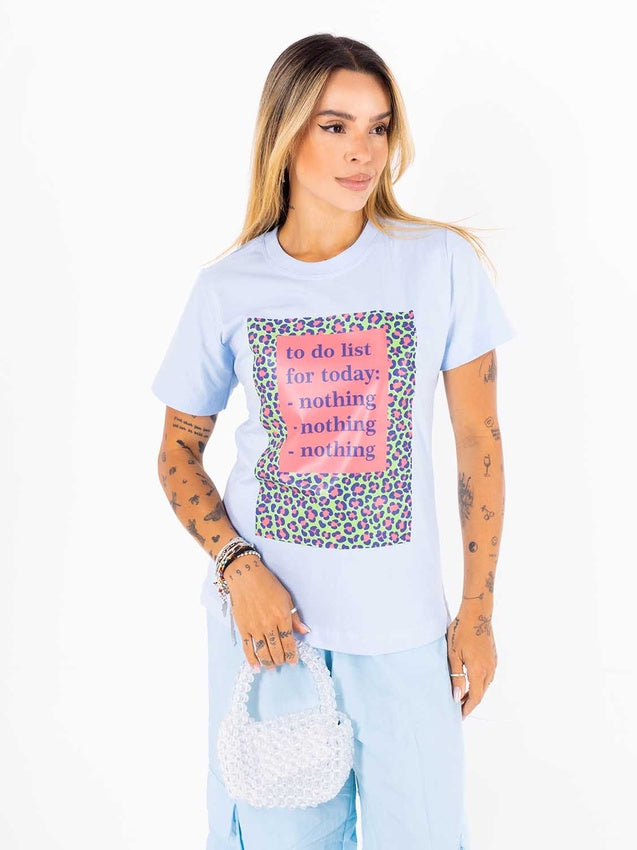 T-shirt to do list - azul bebê