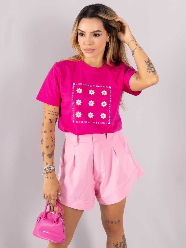 T-shirt leve como a flor - pink