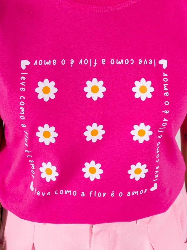 T-shirt leve como a flor - pink