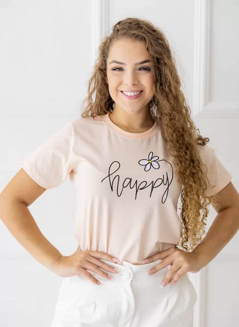 T-shirt happy - salmão